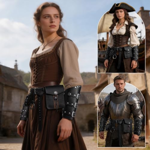 Image of Renaissance Pirate Belt Pouch with Coin Purse Skirt Hike Bracers