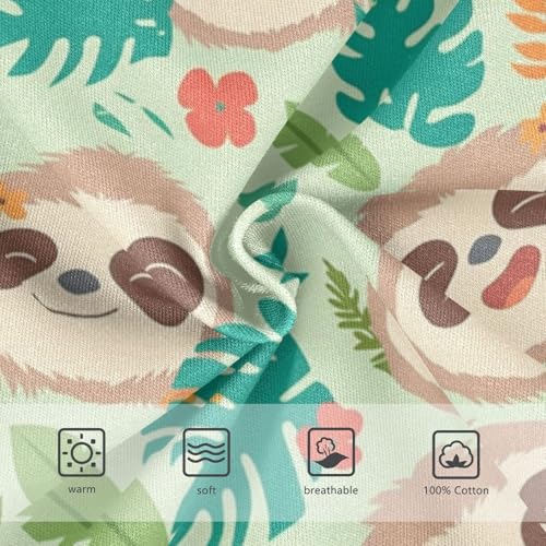 Wusikd Cute Sloth Tropical Leaves Flowers Boys' Underwear Cotton Boys Briefs Soft Toddler Underwear 2T3