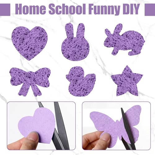 Image of Zhengmy 48 Pieces Sponges Bulk Sponges Kitchen Compressed Sponge Natural Dish Sponge Compressed Wood Pulp Cleaning Without Scratching for Kitchen Bathroom, 3.9 x 2.4 x 0.12 Inch (Purple)