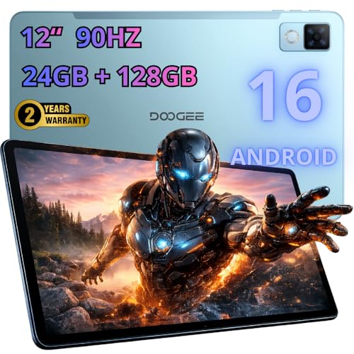 DOOGEE U12 | 12″ FHD+ 90 Hz IPS Display | 24GB RAM + 128 GB (erweiterbar bis 2 TB) | 13 MP + 8 MP Kamera | Dual-Band Wi-Fi | GPS | Bluetooth 5.3 | 2 Jahre Garantie | Aquamarinblau