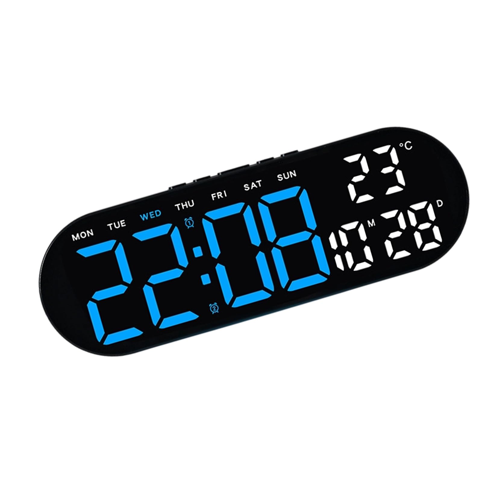 Mekalero Blue Light Led Digital Alarm Clock With 2 Brightness Dimmer Alarm Sound Electric Desk Clock For Bedroom Living Room Bedside Digital