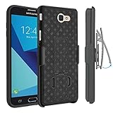 Galaxy J7 2017 / J7 V /J7 Perx / J7 Prime / J7 Sky Pro/Galaxy Halo Holsters Clips Case, Jeylly [Belt Clip] Built-in Kickstand Heavy Duty Full Body Shock Absorbing Hard Rugged Case Shell - Black