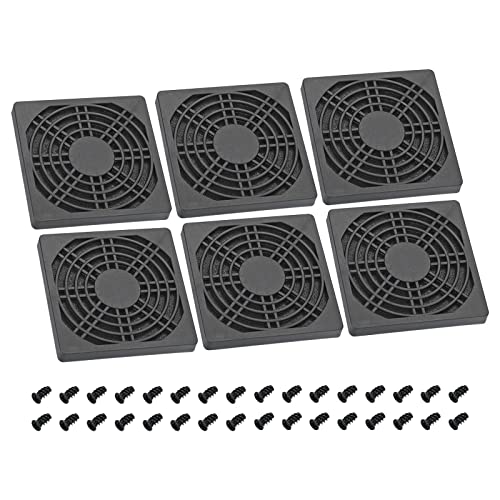 PATIKIL 80mm Cooling Fan Filter with Screw, 6 Pack ABS Ventilator Grill Protector Guard for Fan Protective Cover DIY Black