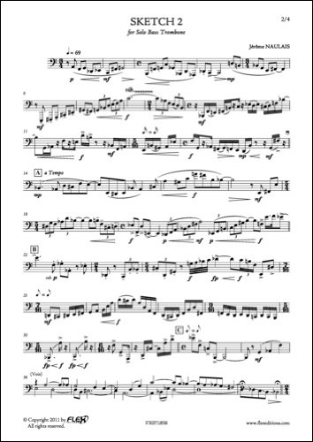 PARTITION CLASSIQUE - Sketch 2 - J. NAULAIS - Trombone Basse Solo