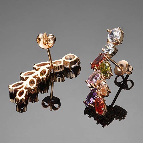 Pendientes de uva de cristal multicolor con topacio arcoíris 5