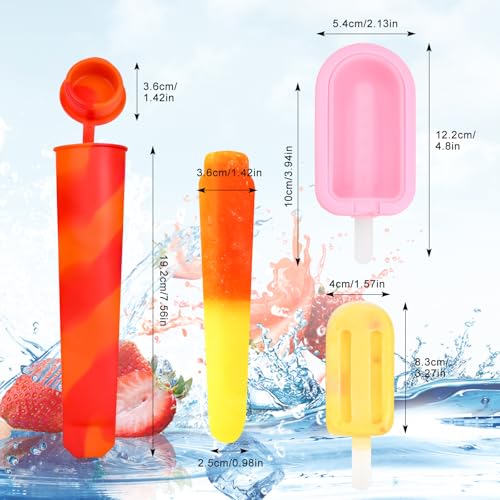 Silicone Popsicle Moulds & Ice Cream Moulds, 10 PCS Reusable Ice Lolly Maker Set with Lids, BPA Free Dishwasher Safe Ice Pop Molds for DIY Cakesicles, Craft Popsicle, Soothing Teethers - Image 3