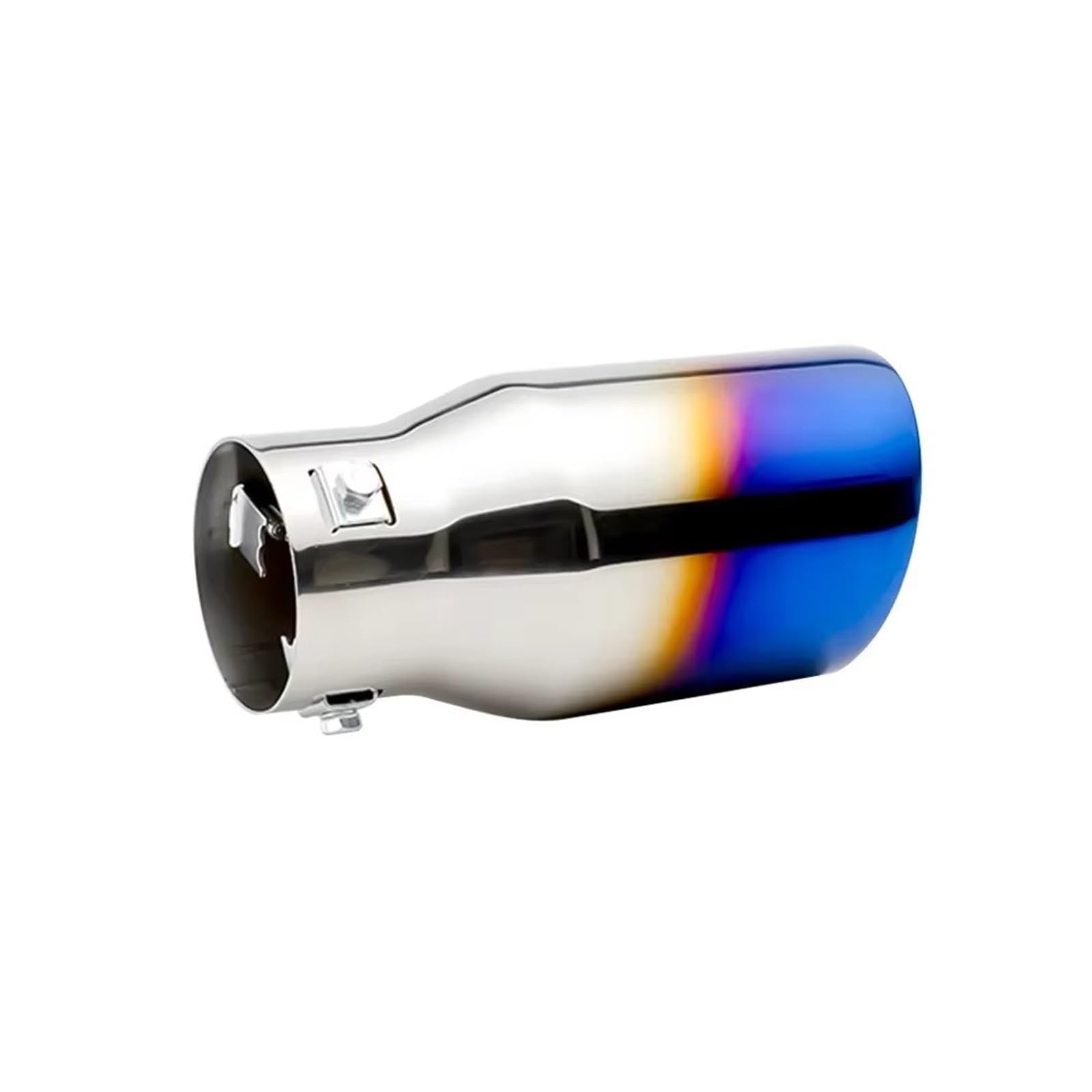 Tubo Coda Scarico Scarico In Acciaio Inox Per Auto Gola Da 76 Mm Silenziatore Di Ingresso Terminale Ovale Punta Blu Bruciata Universale