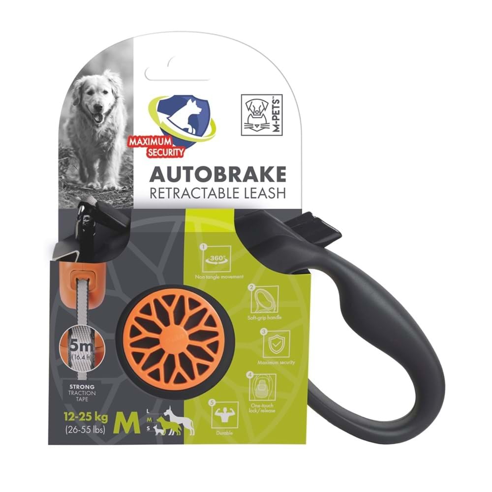 M-PETS AUTOBRAKE OTOMATİK GEZDİRME ŞERİT 5MT/ORANGE (M)