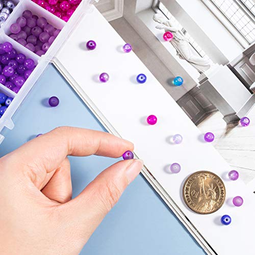 Ph Pandahall 720Pcs 8Mm Purple Glass Beads, 24 Color Round Bracelet Spacers Beads Loose Crystal Beads Craft Beads Bulk For Friendship Bracelet Earring Jewelry Making Christmas Tree Ornament #TOP6