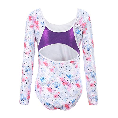Girls Leotards for Gymnastics Ballet Dance Starry Sky Metallic Long Sleeve Leotards Unitards Bodysuit Dancewear Size 10