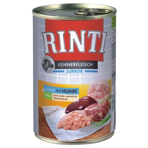 Rinti Pur Kennerfleisch Junior Huhn für Hunde, 24er Pack (24 x 400 g)