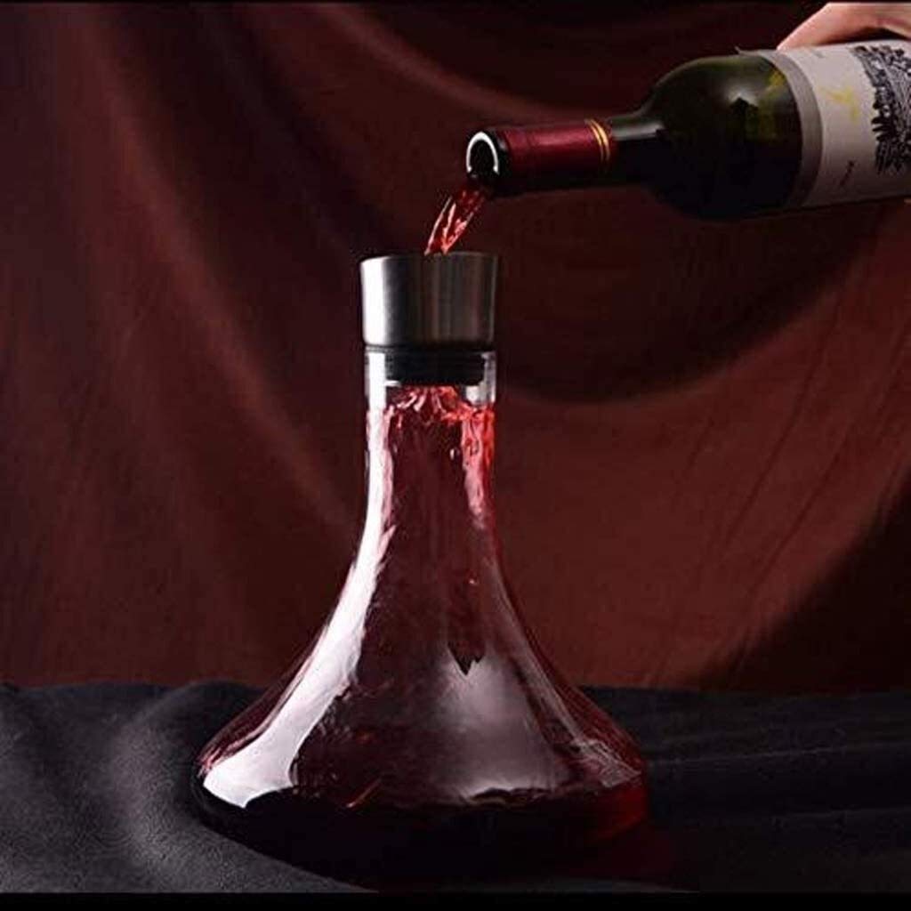 Karafka do whisky i zestaw kieliszków Karafka do wina Akcesoria Bezołowiowy kryształowy szklany dozownik wina Whisky Brandy Wodospad Aerator Karafka na czerwone wino Prezenty do domu Dwuwarstwowy filtr odporny na kurz Szybka Deca