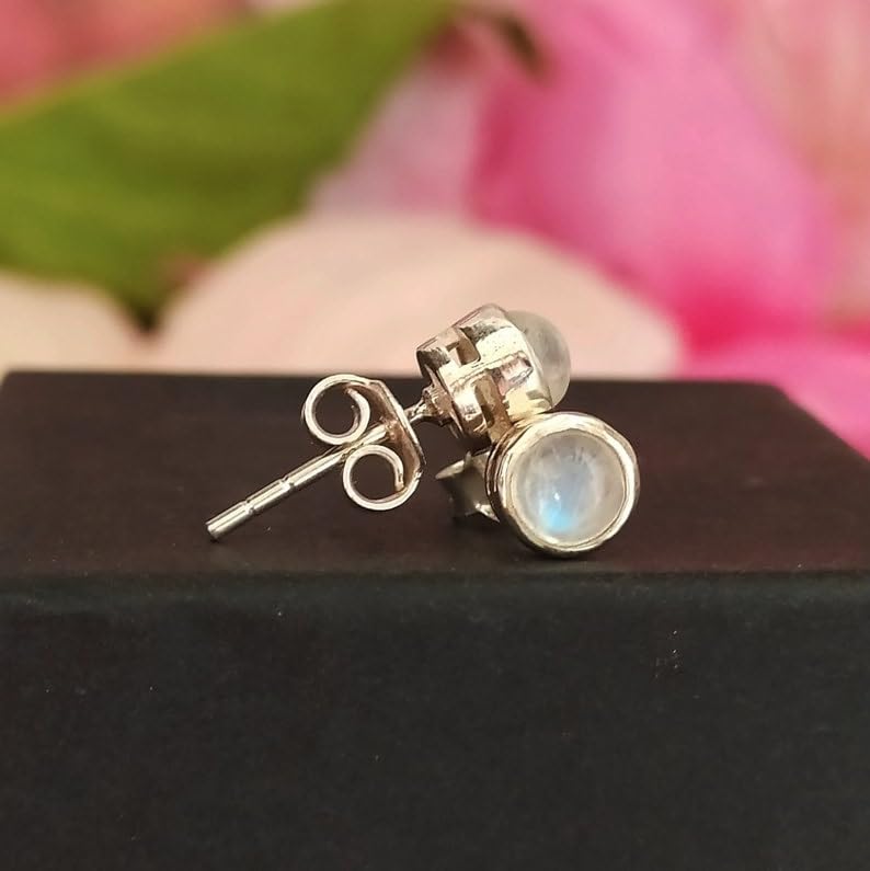 Pierre de lune boucles d'oreilles en argent 925 de qualité gemme d'exception - 2