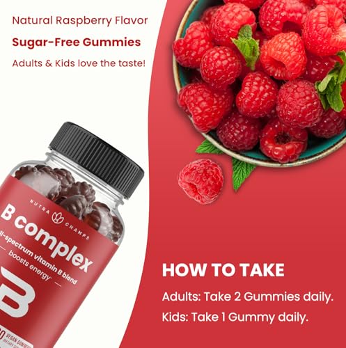 NutraChamps Vitamin B Complex Gummies, Vitamin B Gummies Boosts Energy, B Complex Vitamins B1, B2 (Riboflavin), B3 (Niacin), B5, B6, B7 (Biotin), B9 (Folic Acid), Methyl B12 - Thumbnail 6