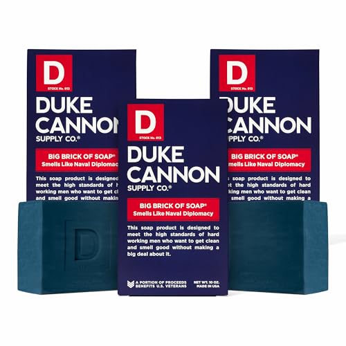 Image of Duke Cannon Supply Co. Big Brick of Soap for Men - Naval Diplomacy, Refreshing Ocean Scent, Extra Large 10 oz Bars, 3-Pack