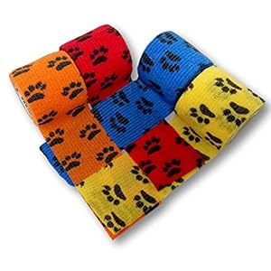 LisaCare poot motief en selectie | samenhangend bandage/dierenartswikkel/dierenarts rap bandage 5 cm x 4,5 m | set van 4 | elastische bandages/gips/rekbaar – lijmen