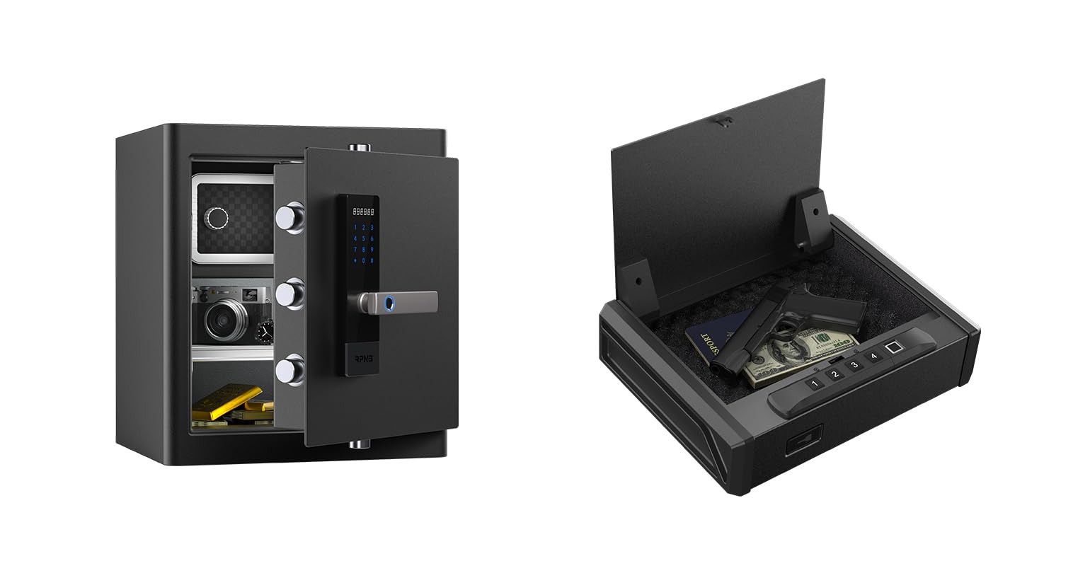 RPNB 1 of 1.6 Cuft Smart Touchscreen Biometric Fingerprint Home Safe, 1 of Quick Access Biometric Gun Safe with Backlit Keypad, Bundle