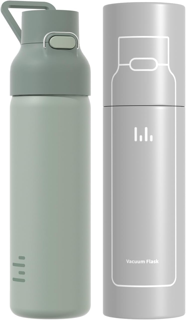 24oz Insulated Water Bottle, 316L Stainless Steel Double Wall Vacuum Bottle, Keeps Drinks Cold or Warm, Leakproof One-Handed Flip Lid for Gym, Office, Travel & Daily Use (1 Pack)