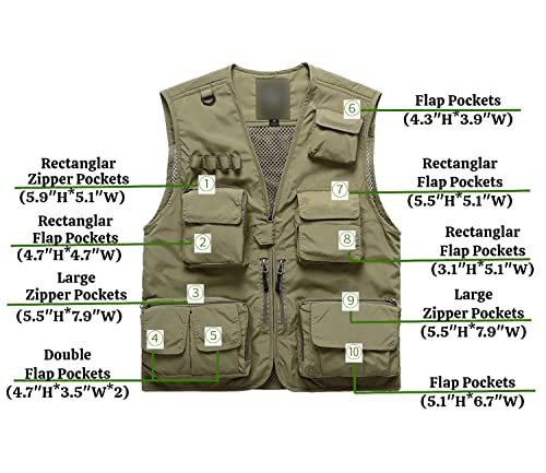Lilychan Mens Utility Casual Fishing Vests Outdoor Work Vest Multi Pockets Cargo Vest Travel Hunting Camping Tactical Outerwear (Black, Xxxx-Large) #TOP3