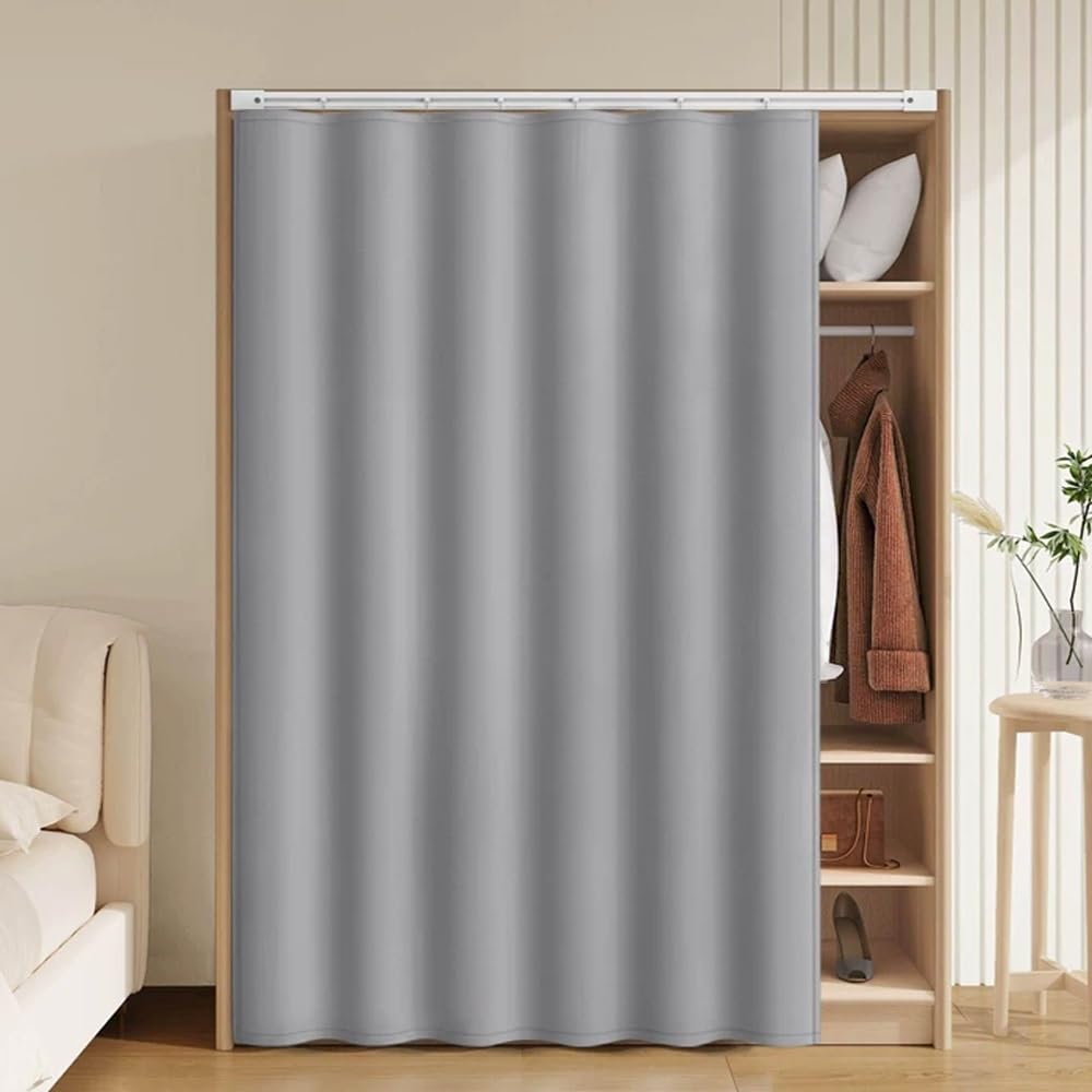 Rideaux sous l'évier anti-poussière gris 130x200cm pour masquer la tuyauterie proprement