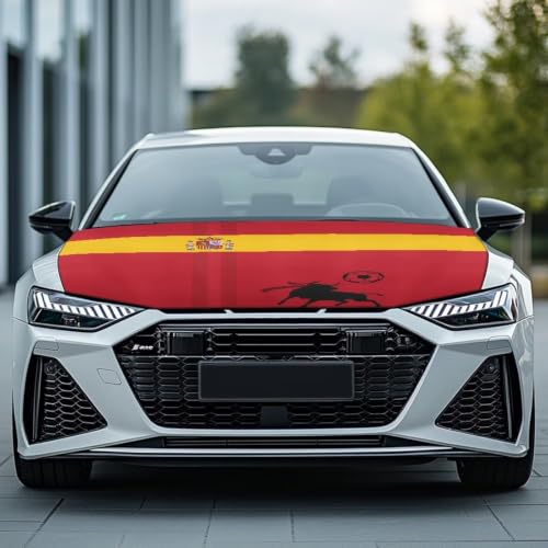 Image of Spain Car Hood Cover Polyester Elastic Fabrics Washable Suitable for Large SUV and Pickup Trucks 39x59in