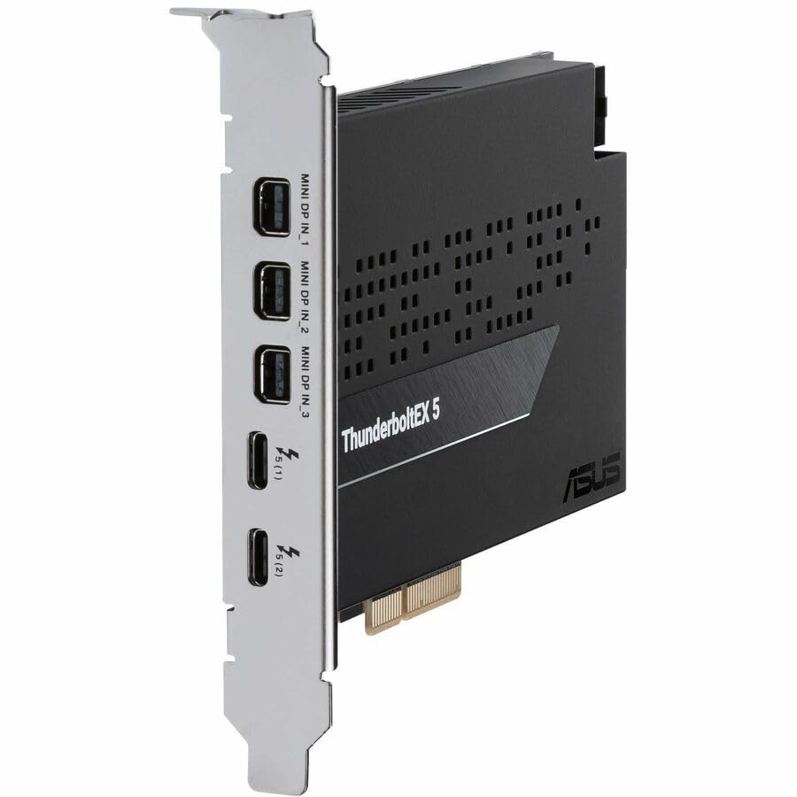 Image of ASUS ThunderboltEX 5 Expansion Card - Dual Thunderbolt 5 USB-C Ports, 120Gbps Bandwidth, DisplayPort 2.1, PCIe 4.0 x4, USB4, Compatible for Intel 800 Series Motherboards