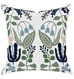 Housse de Coussin Brodée, Taie D'oreiller Fleurs, Housse Coussin Floral 45x45 cm, Taie D'oreiller Brodée, Printemps Housses de Coussin Décoratives pour Chaise Lit Canapé Chambre Salon Voiture (A)