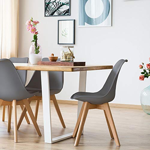 Yaheetech Dining Chairs Dsw Chair Accent Chair Shell Pu Side Chair With Beech Wood Legs Modern Mid Century Eiffel Inspired Chair Upholstered Dining Room Living Room Bedroom Kitchen Dark Gray, 4Pcs #TOP1