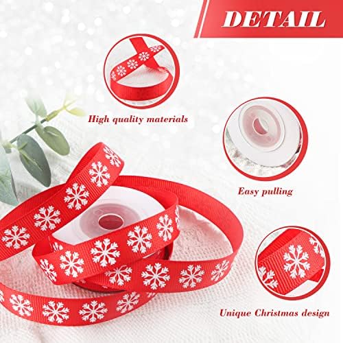 OWill 6 Rolls of Christmas RibbonRed Ribbon for Gift Wrapping Christmas Tree Crafts DIY Crafting1.5mm*6m
