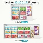 iSPECLE Freezer Baskets - Fit 10 to 20 Cu.Ft Chest Freezer, 3 Pack Large Stackable Freezer Organizer Bins Easily Sort and Get Frozen Foods with Handles, Allow Air Circulation, White