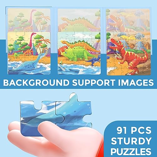 Puzzles magnéticos para niños de 4 a 8 años, juego de rompecabezas imantado de dinosaurios 3 en 1, juguetes de viaje para preescolar, para niños de 3 a 8 años (dinosaurios) miniatura 6