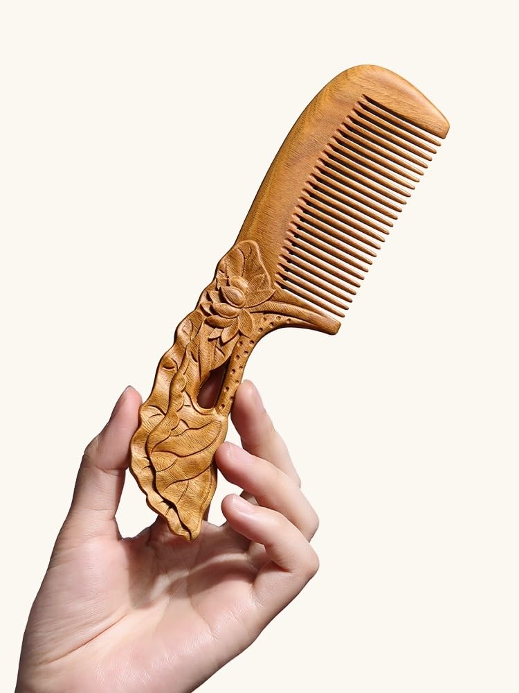 Peruka Grzebień Household Anti-static Massage Comb Solid Wood Hair Straightening Comb Chinese Style Carved Comb With Handle Design Duże grzebienie do włosów