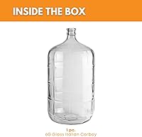 Vista 2 de FastRack Garrafón de vidrio de 6 galones Envase transparente para fermentación de vino y cerveza Garrafón italiano de vidrio para elaboración