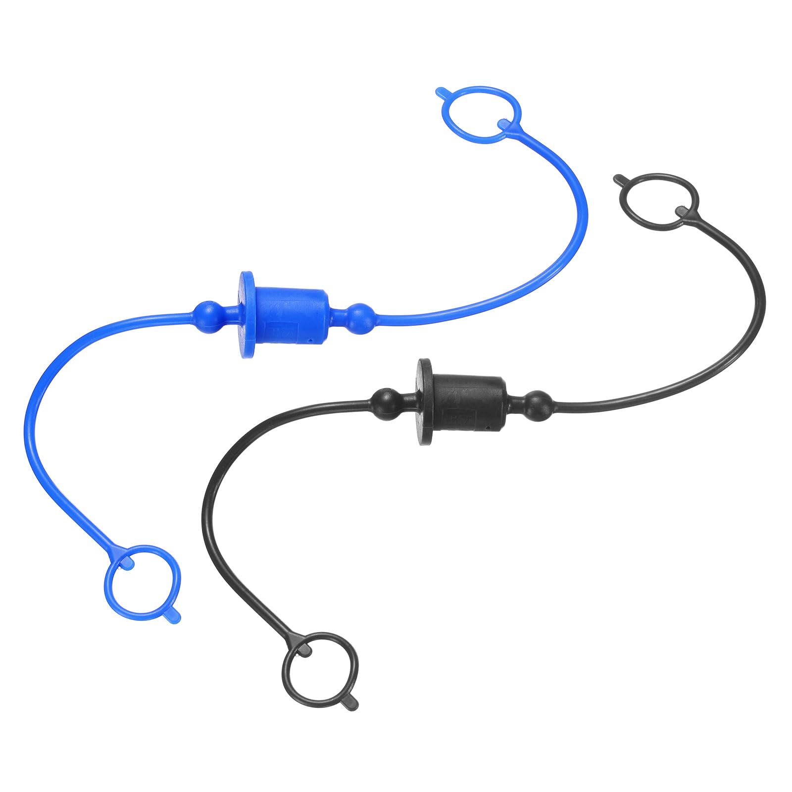 HARFINGTON 2Sets 1/4 Hydraulic Hose Dust Cap and Plug Kit, ISO-A Male Dust Cap &amp; Female Plug Cover Quick Disconnects Air Coupler Cover Port Plug Fittings with Retention Ring, Blue/Black