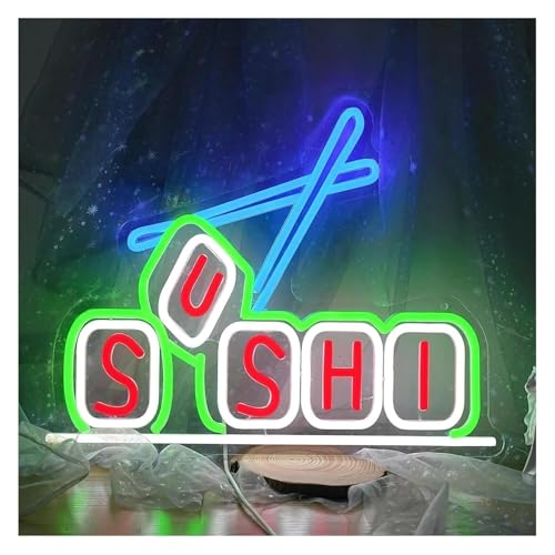 Enseigne lumineuse néon Sushi décorative pour restaurant et commerce, 45,6 x 35 cm