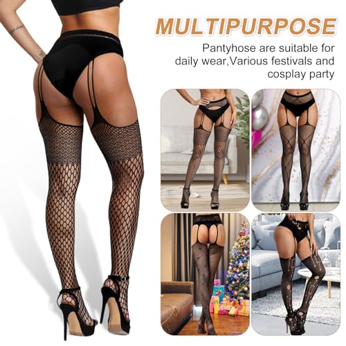Image of Chalier Fishnet Stockings Lace Tights Thigh High Stockings for Women