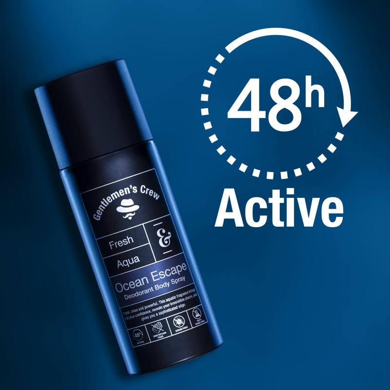 Image of Gentlemen's Crew Ocean Escape Body Spray, 150ml | Pack of 1 | Deodorant for Men | 48 hrs Freshness | Long Lasting | Anti-Microbial | Irritation & Stain Free