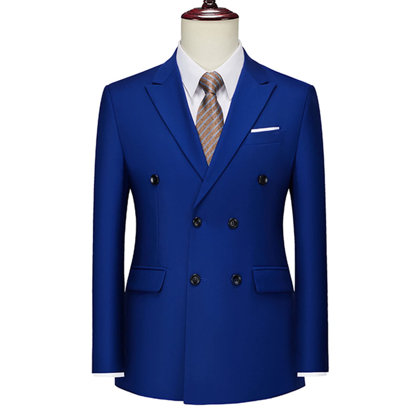 Blazer formel à double boutonnage pour homme - Coupe ajustée - Couleur unie