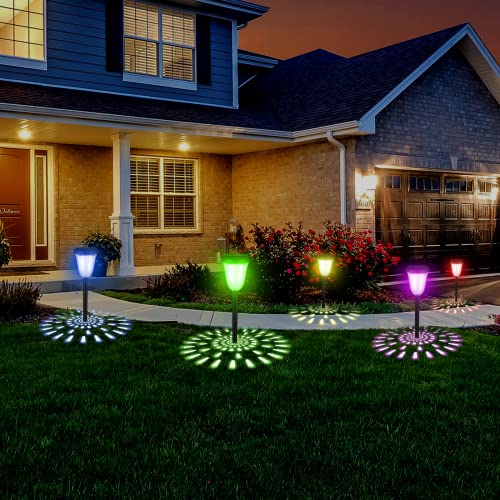 Qktyb 4 Pack Solar Pathway Lights Outdoor,Ip67 Waterproof Solar Outdoor Lights,Rgb+Warm Landscape Lighting,Solar Landscape Path Lights,Solar Powered Yard Garden Lights For Walkway Yard Garden Lawn #TOP6
