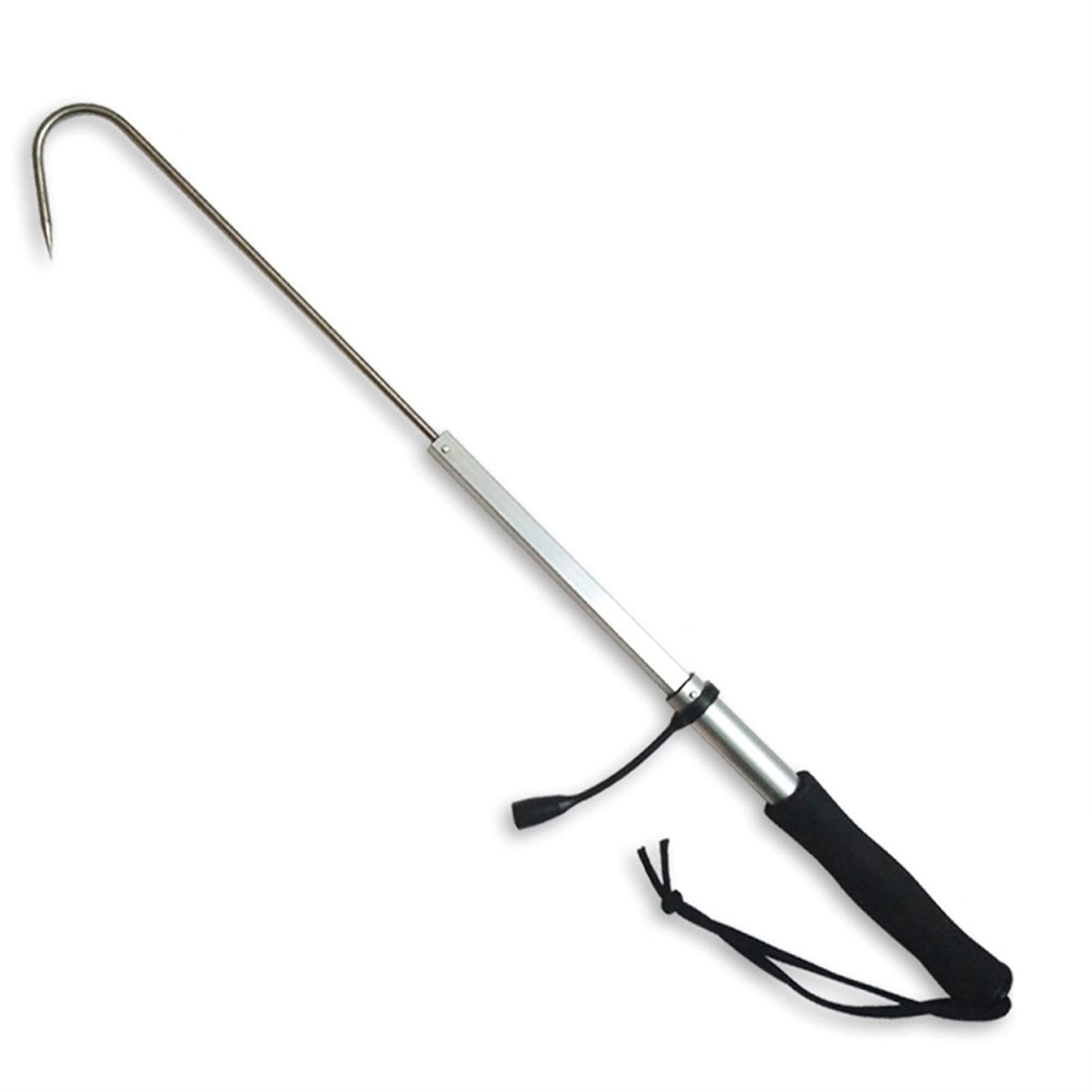 Dkeke 120Cm Ice Fishing Rod Spear Hook Tools Telescopic Retractable Fish Gaff Stainless Steel Portable Sea Boat Fishing Grip Tackle (Color : )