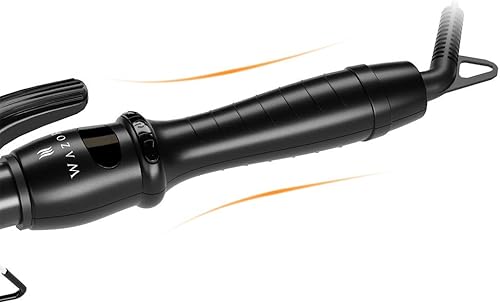 Miniatura 4 de Plancha rizadora de cabello Wazor1.5 pulgdas, rizadora cónica de cerámica, pantalla digital, vara de rizado con ajuste de temperatura y apagado
