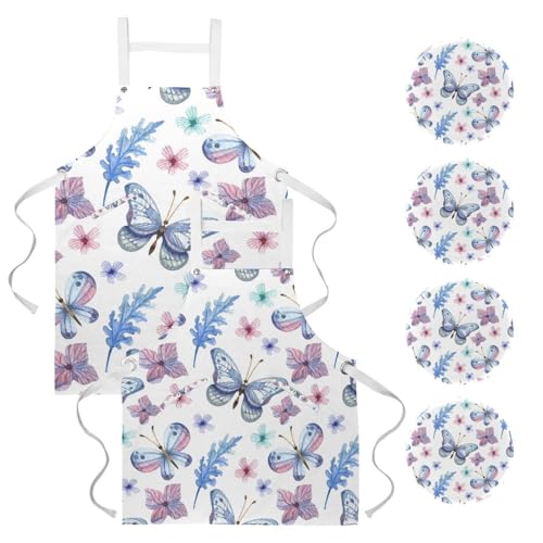 Tablier de serveuse multicolore avec 4 broches pour restaurant