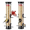 Kingsyard 2 Pack Tube Bird Feeders for Outdoors Hanging, Wild Bird Feeder with 6 Feeding Ports, Easy to Clean & Refill, 2 lbs Seed Capacity, Great for Attracting Finches, Cardinals (Black)