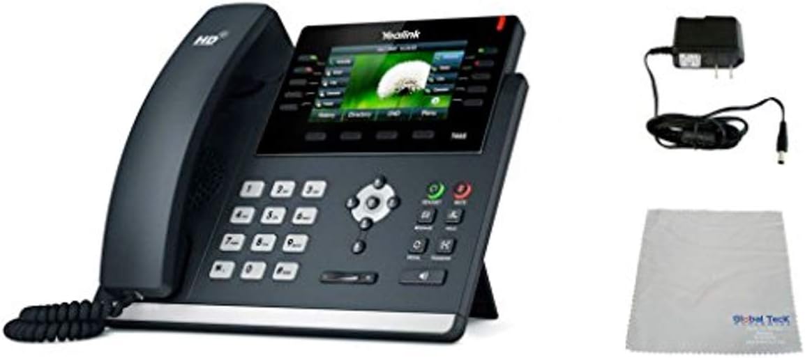 Yealink T46S SIP POE Office Phone Bundle with Power Supply and Microfiber Cloth – Requires VoIP Service – Vonage, Ring Central, 8×8, Mitel or Cloud Services – (T46S Basic Bundle)