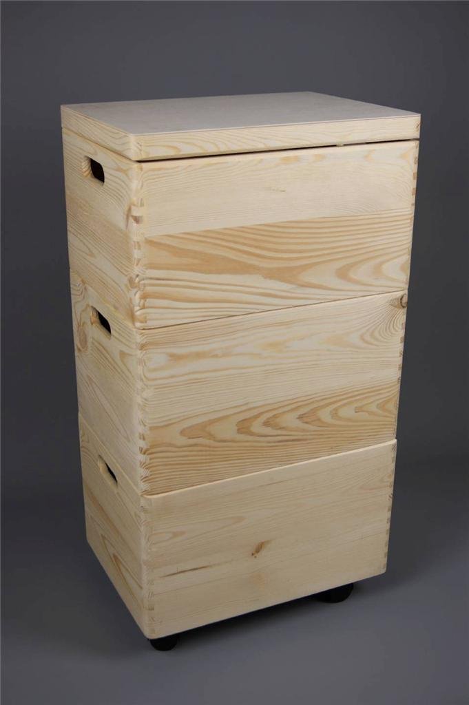 3 x Large Plain giocattolo in legno box cassetti impilabili cameretta R0114D