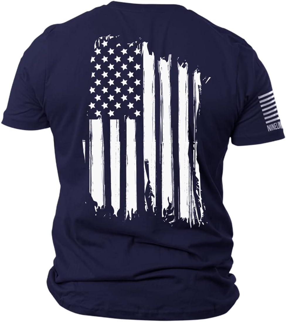 Nine LineHoist The Black Flag T-Shirt - Unisex Patriotic T-Shirt - Dropline Logo and American Flag on Sleeve