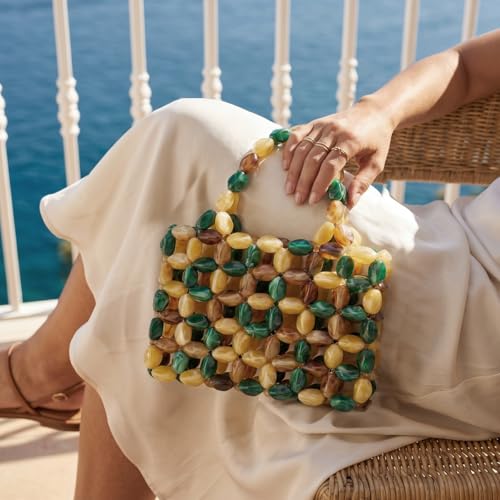 Bolso tote tejido con cuentas para mujer miniatura 2