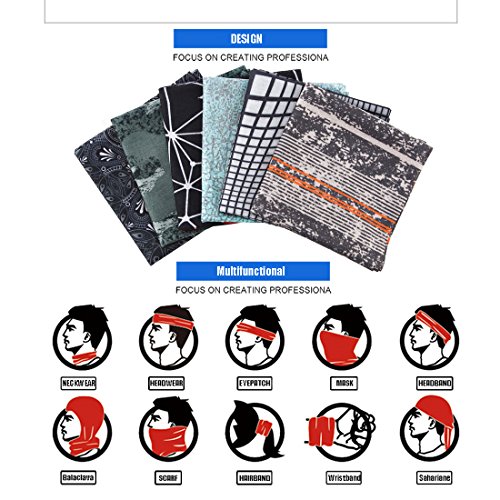 Image of 6PCS Outdoor Magic Headband Elastic Seamless Bandana Scarf UV Resistence Sport Headwear