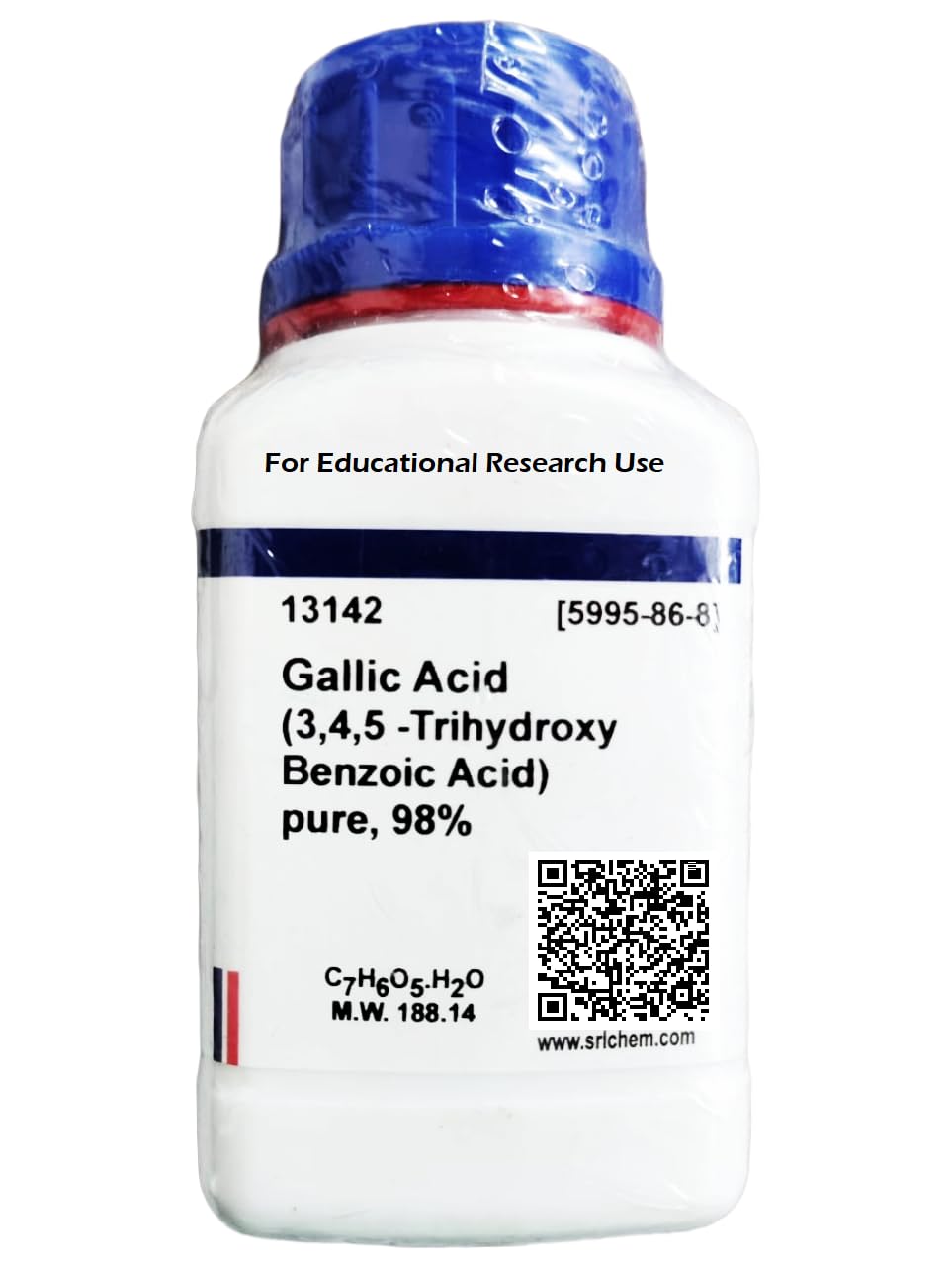 SRL Gallic Acid pure, 98% 100Gm, CAS NO 5995-86-8, Molecular Formula : C7H6O5.H2O, Storage : Room Temperature, Shelf Life : 60 Months for laboratory and industrial use only-image-3