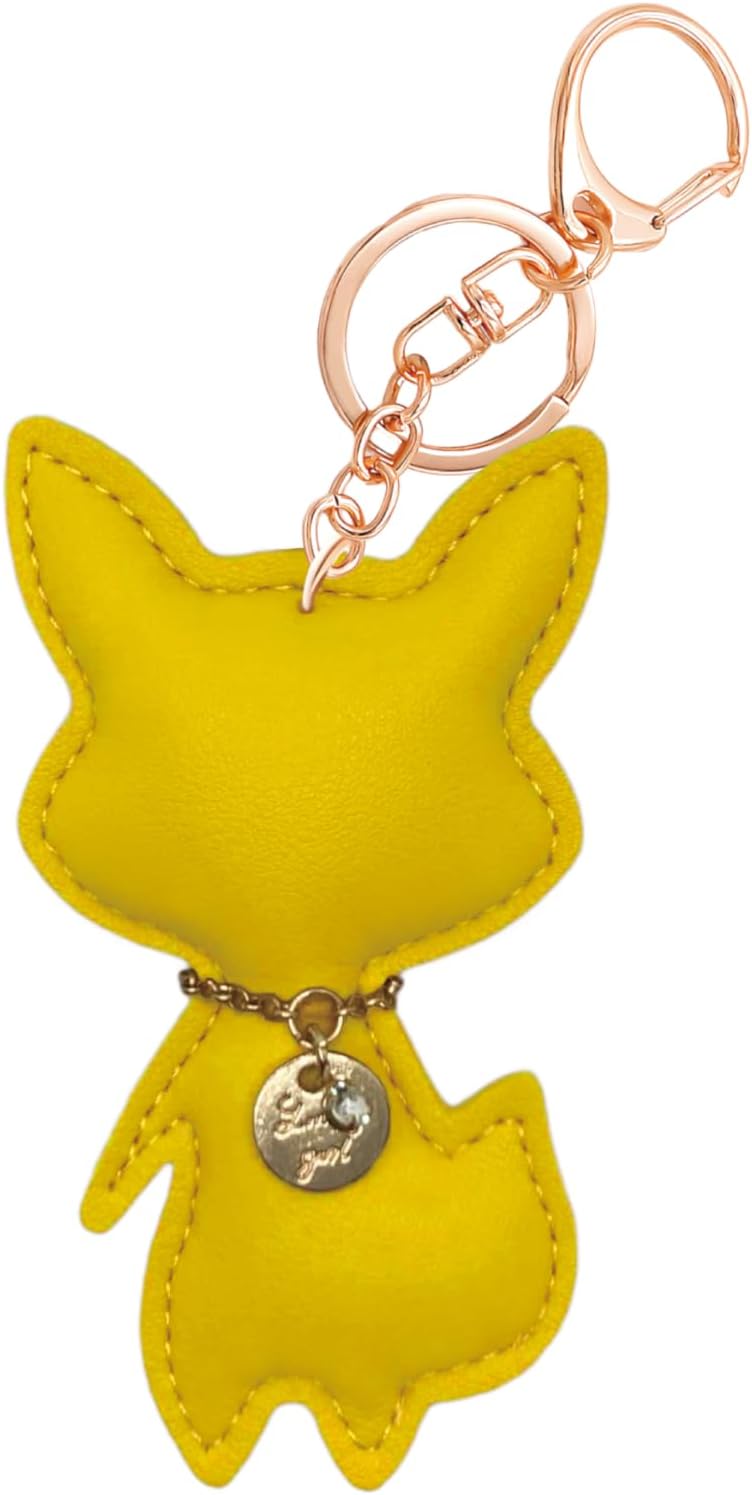Amazon.co.jp: きつね キーホルダー 狐 キーリング ぬいぐるみ 黄色 革